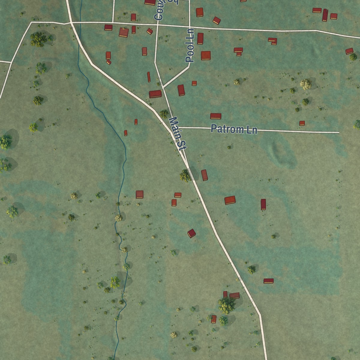 Second close-up of the map of El Paso, Arkansas print showing more streets and buildings