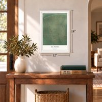 El Paso, Arkansas map, 12 x 18 inch print in a white frame in an entryway