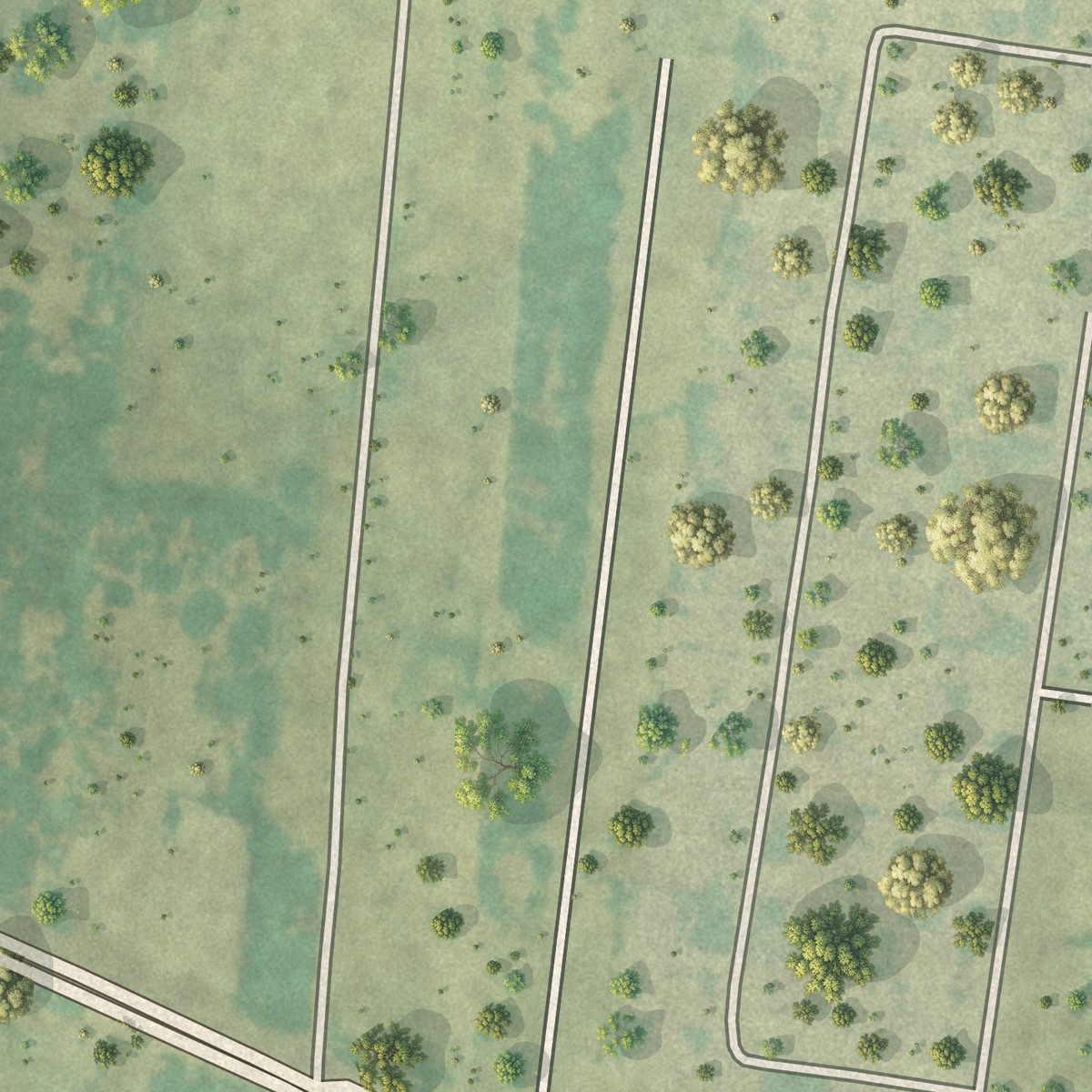 Second close-up of the map of El Quiote, Texas print showing more streets and buildings