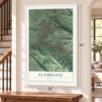 El Sobrante, Contra Costa County, California map, 24 x 36 inch print in a white frame by a staircase