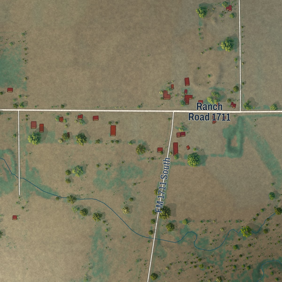 Second close-up of the map of Elbert, Texas print showing more streets and buildings