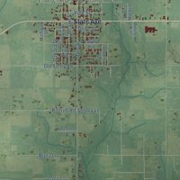 Second close-up of the map of Elberta, Alabama print showing more streets and buildings