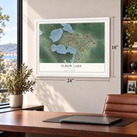 Elbow Lake, Minnesota map, 18 x 24 inch print in a white frame in a home office