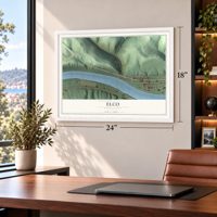 Elco, Pennsylvania map, 18 x 24 inch print in a white frame in a home office