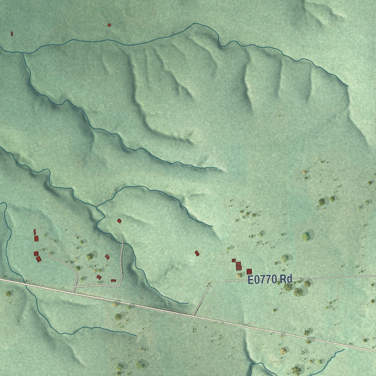 Second close-up of the map of Eldon, Oklahoma print showing more streets and buildings