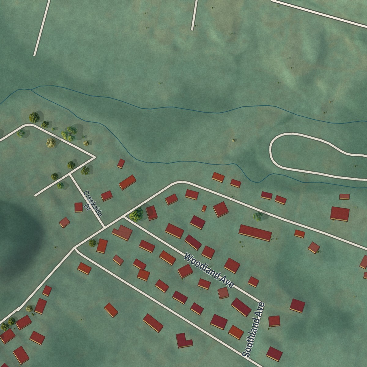 Second close-up of the map of Eldorado, Pennsylvania print showing more streets and buildings