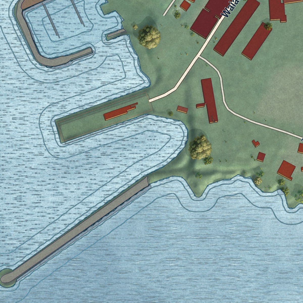 Second close-up of the map of Eleele, Hawaii print showing more streets and buildings