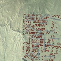 Second close-up of the map of Elephant Butte, New Mexico print showing more streets and buildings