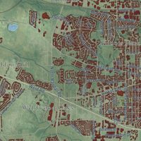 Second close-up of the map of Elgin, Illinois print showing more streets and buildings