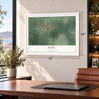 Elgin, Minnesota map, 18 x 24 inch print in a white frame in a home office