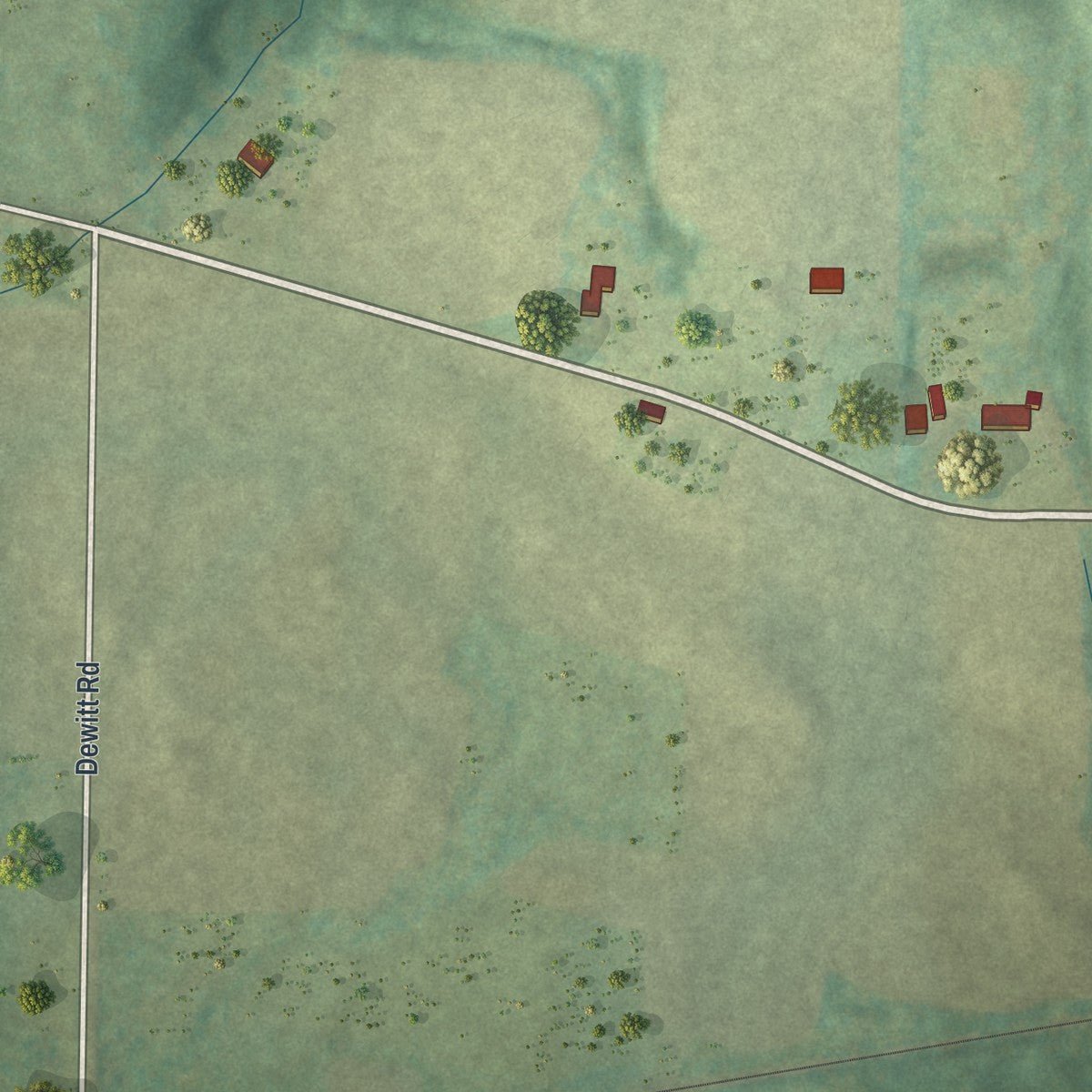 Second close-up of the map of Elgin, Pennsylvania print showing more streets and buildings