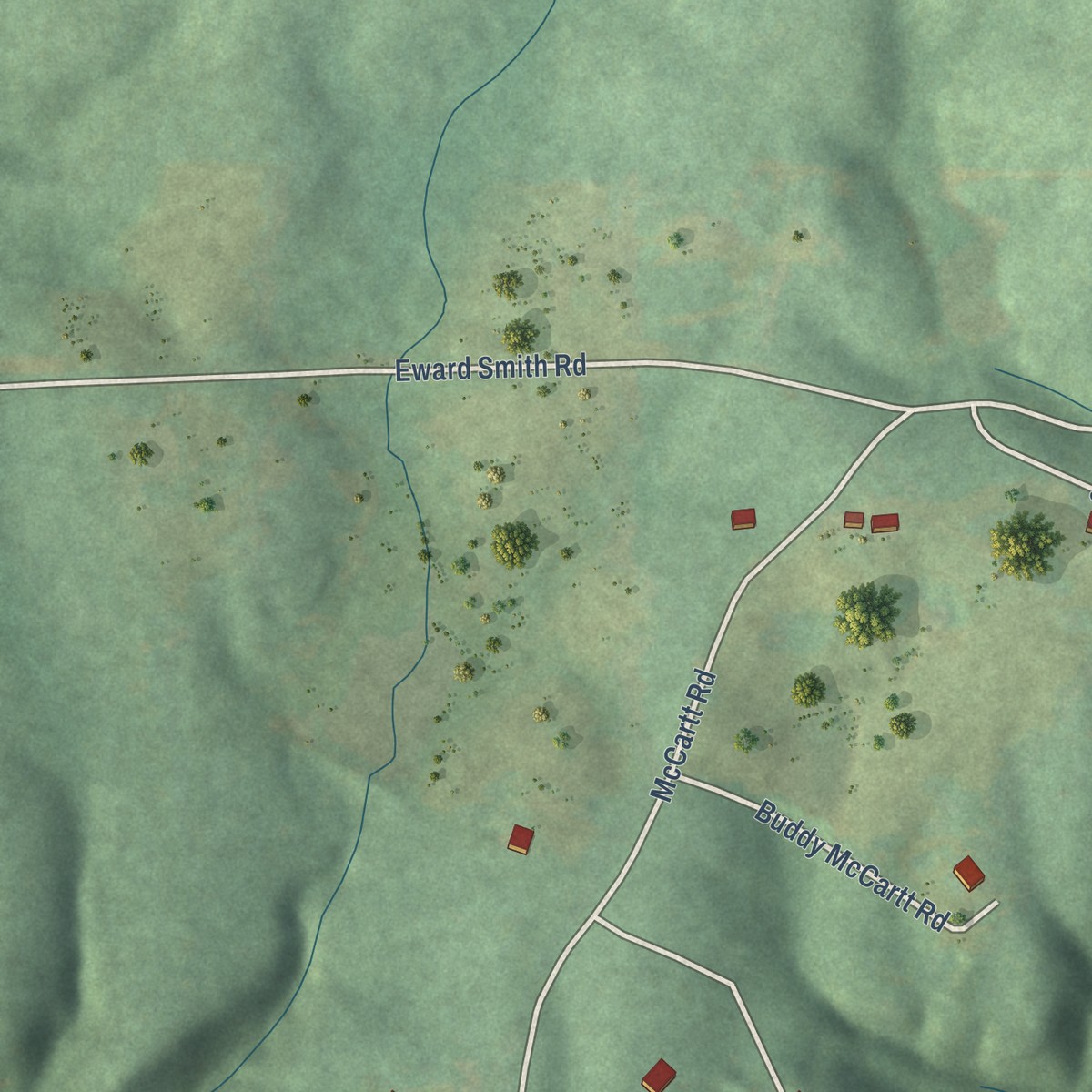 Second close-up of the map of Elgin, Tennessee print showing more streets and buildings