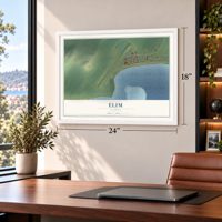 Elim, Alaska map, 18 x 24 inch print in a white frame in a home office