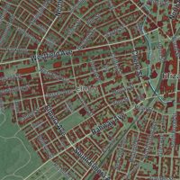 Second close-up of the map of Elizabeth, New Jersey print showing more streets and buildings