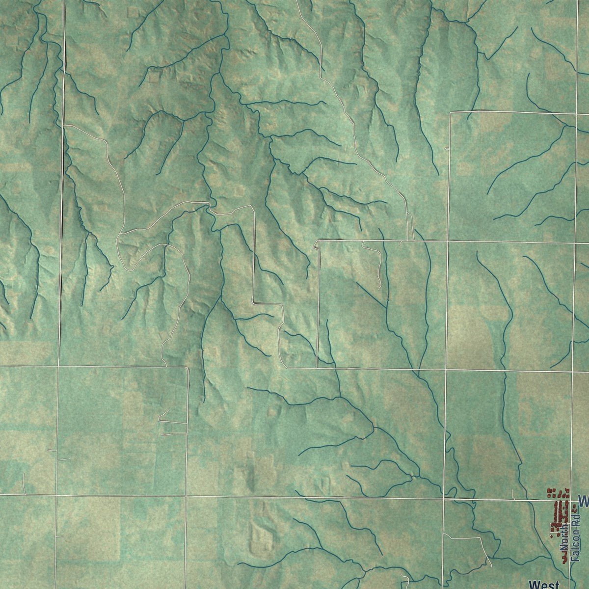 Second close-up of the map of Elk City, Oklahoma print showing more streets and buildings
