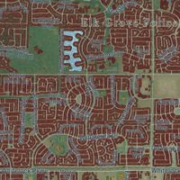 Second close-up of the map of Elk Grove, California print showing more streets and buildings