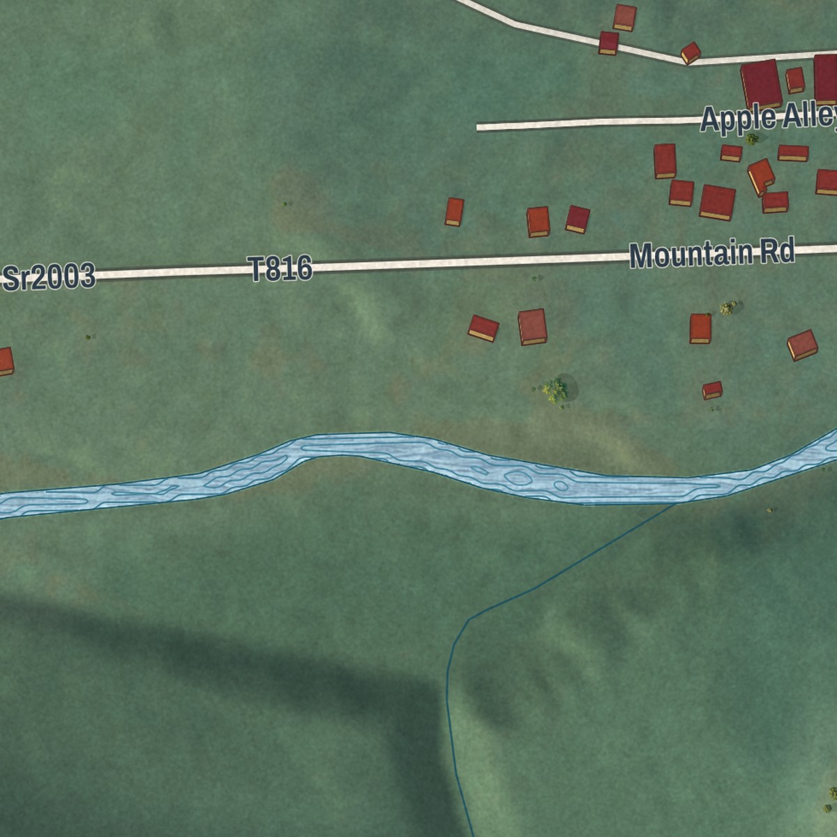 Second close-up of the map of Elk Grove, Pennsylvania print showing more streets and buildings