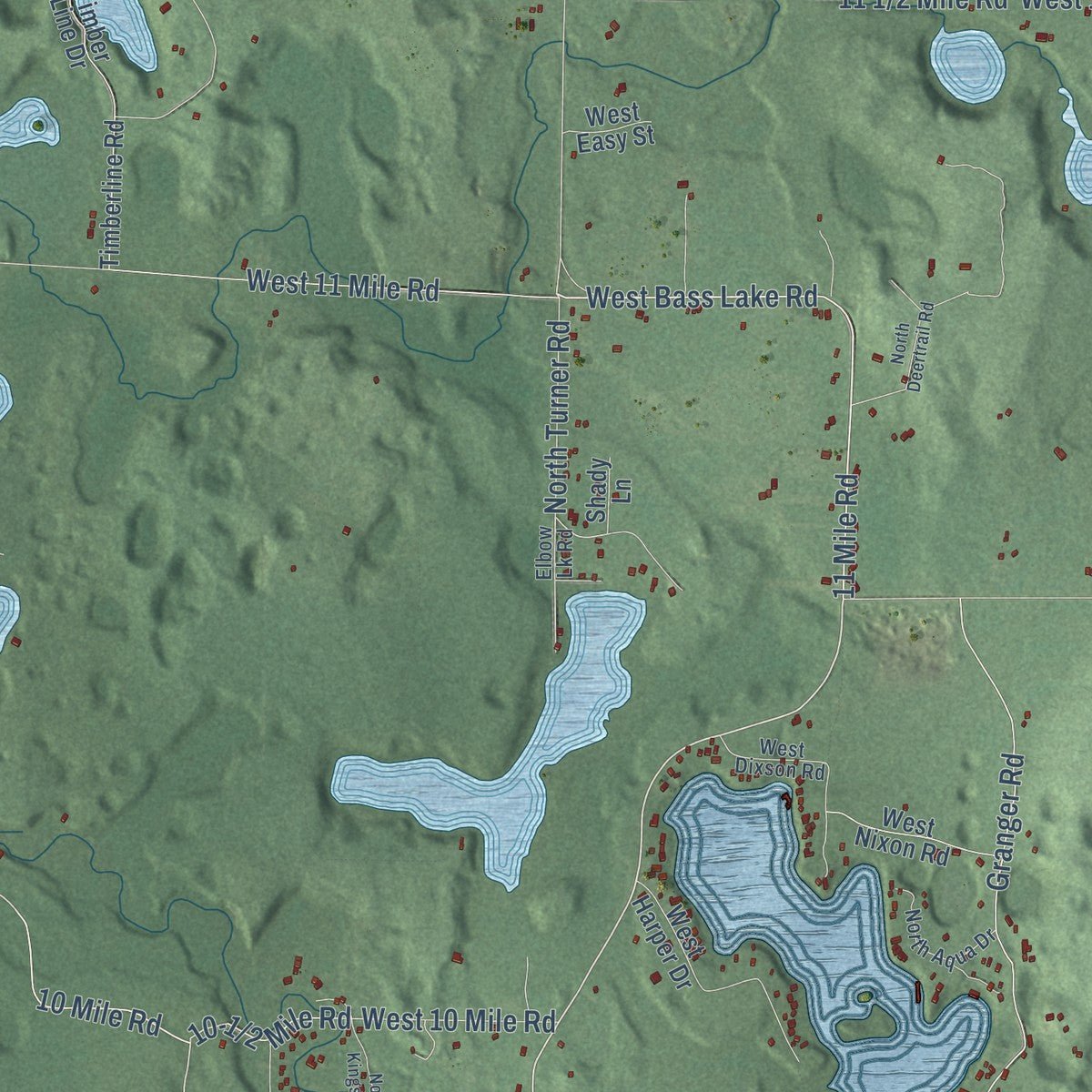 Second close-up of the map of Elk, Lake County, Michigan print showing more streets and buildings