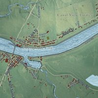 Second close-up of the map of Elk, Maryland print showing more streets and buildings
