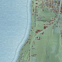 Second close-up of the map of Elk Rapids, Antrim County, Michigan print showing more streets and buildings