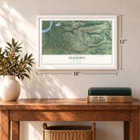 Elkhorn, California map, 12 x 18 inch print in a white frame in an entryway