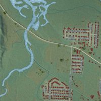Second close-up of the map of Elkins, Arkansas print showing more streets and buildings