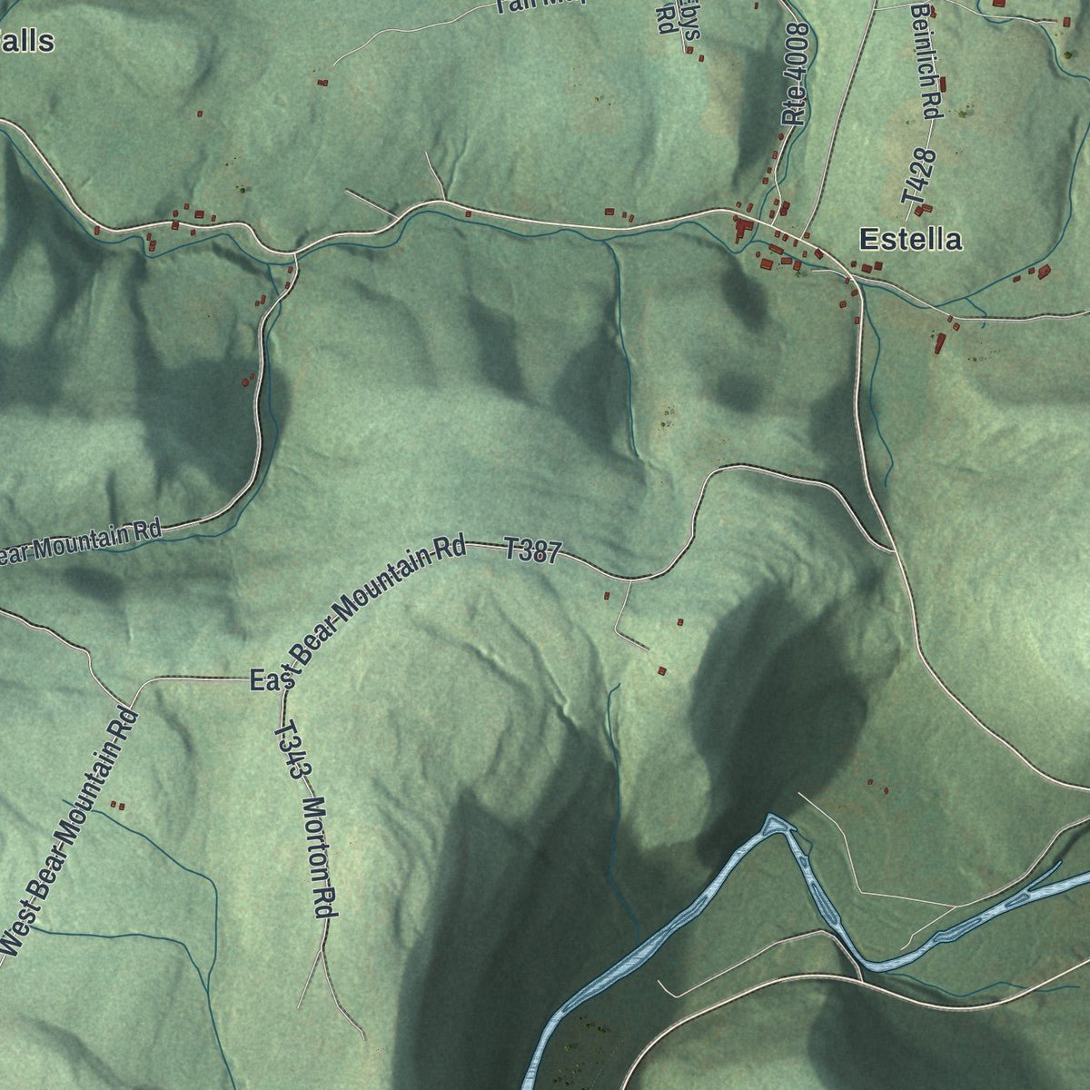 Second close-up of the map of Elkland, Sullivan County, Pennsylvania print showing more streets and buildings