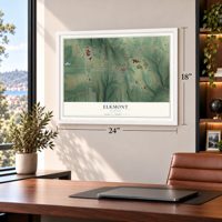Elkmont, Alabama map, 18 x 24 inch print in a white frame in a home office