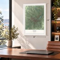 Elko, Nevada map, 18 x 24 inch print in a white frame in a home office