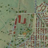 Second close-up of the map of Elkton, Virginia print showing more streets and buildings