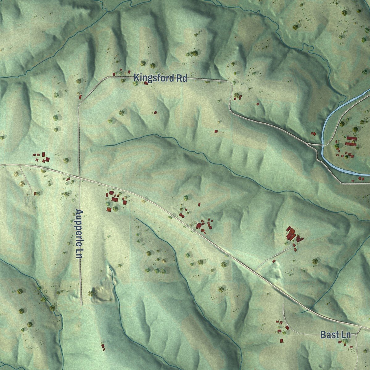 Second close-up of the map of Ellenboro, Wisconsin print showing more streets and buildings