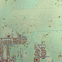Second close-up of the map of Ellensburg, Washington print showing more streets and buildings