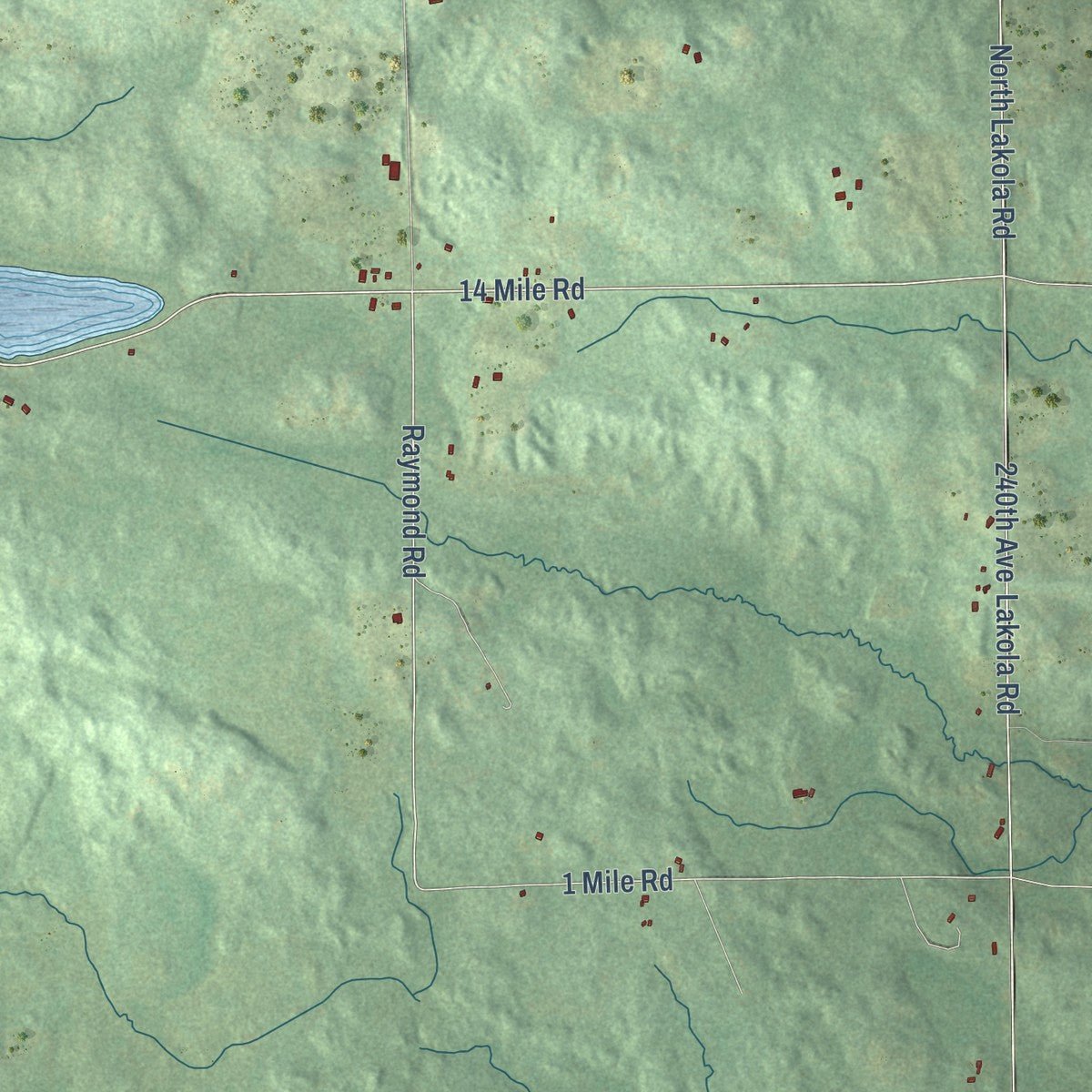 Second close-up of the map of Ellsworth, Lake County, Michigan print showing more streets and buildings