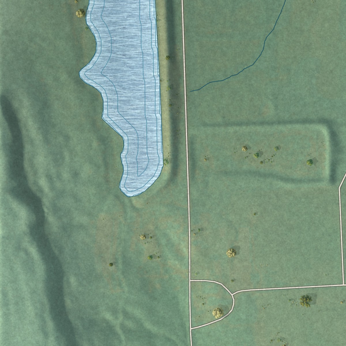 Second close-up of the map of Elm Grove, Oklahoma print showing more streets and buildings