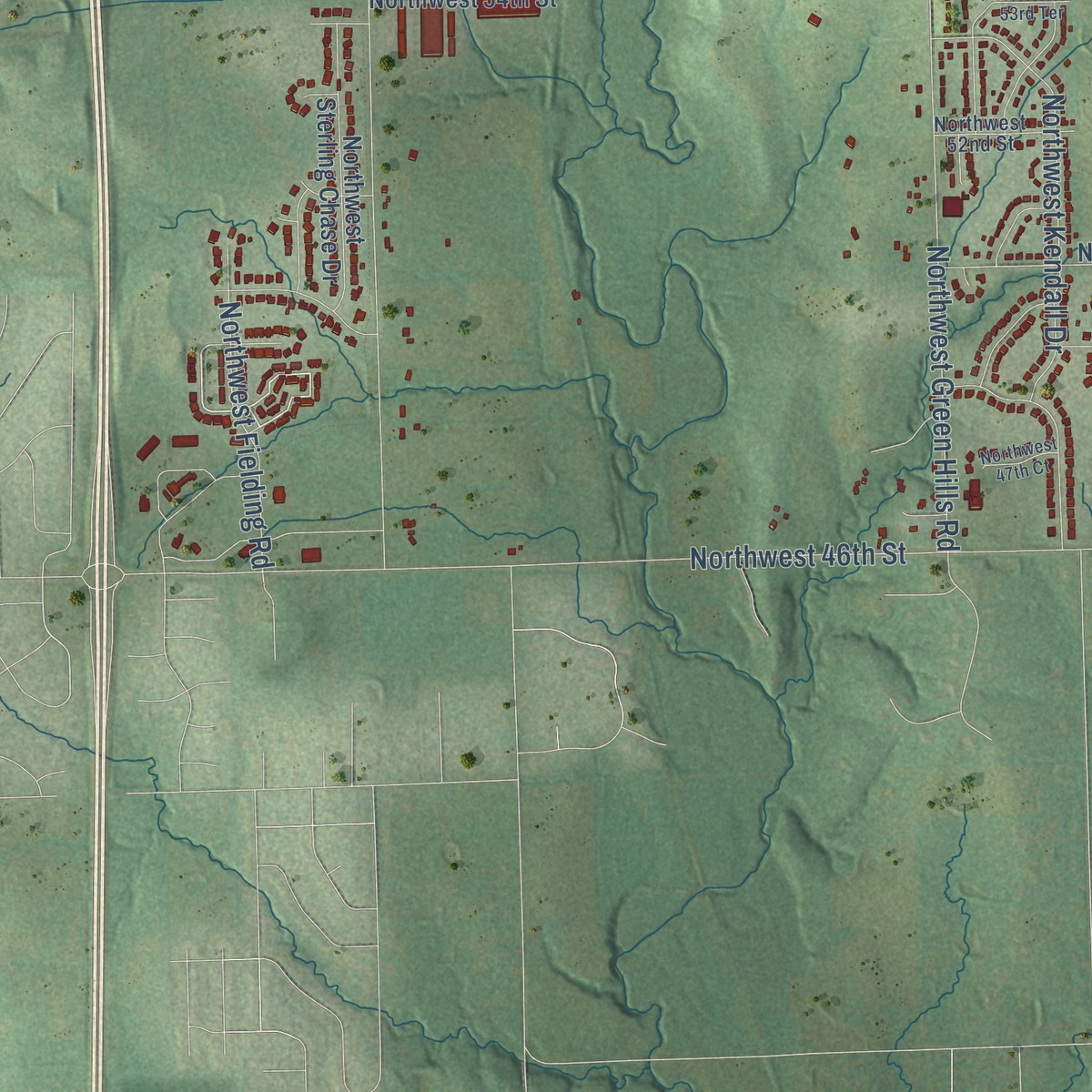 Second close-up of the map of Elmont, Kansas print showing more streets and buildings