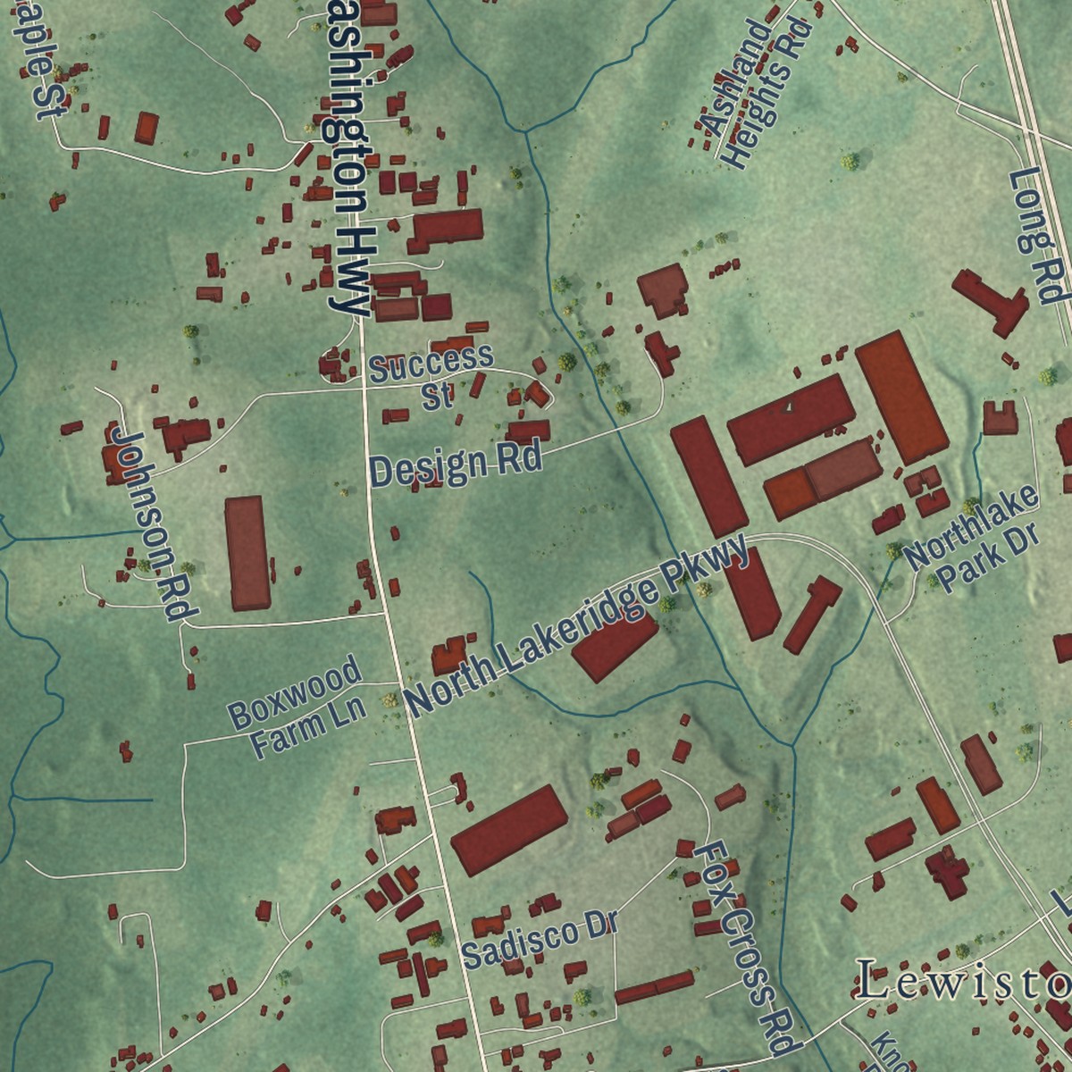 Second close-up of the map of Elmont, Virginia print showing more streets and buildings