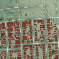 Second close-up of the map of Elmwood, California print showing more streets and buildings