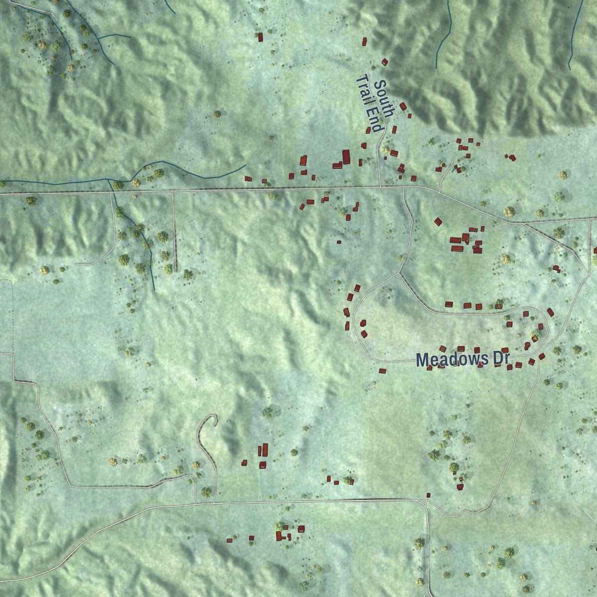Second close-up of the map of Elmwood, Leelanau County, Michigan print showing more streets and buildings