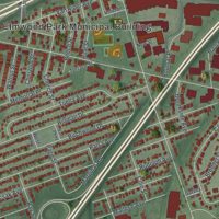Second close-up of the map of Elmwood Park, New Jersey print showing more streets and buildings