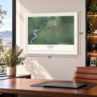 Elsie, Michigan map, 18 x 24 inch print in a white frame in a home office