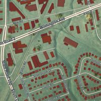 Second close-up of the map of Elsmere, Delaware print showing more streets and buildings