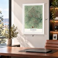 Elsmere, Kentucky map, 18 x 24 inch print in a white frame in a home office