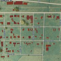Second close-up of the map of Elton, Louisiana print showing more streets and buildings