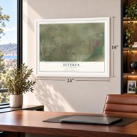 Elverta, California map, 18 x 24 inch print in a white frame in a home office