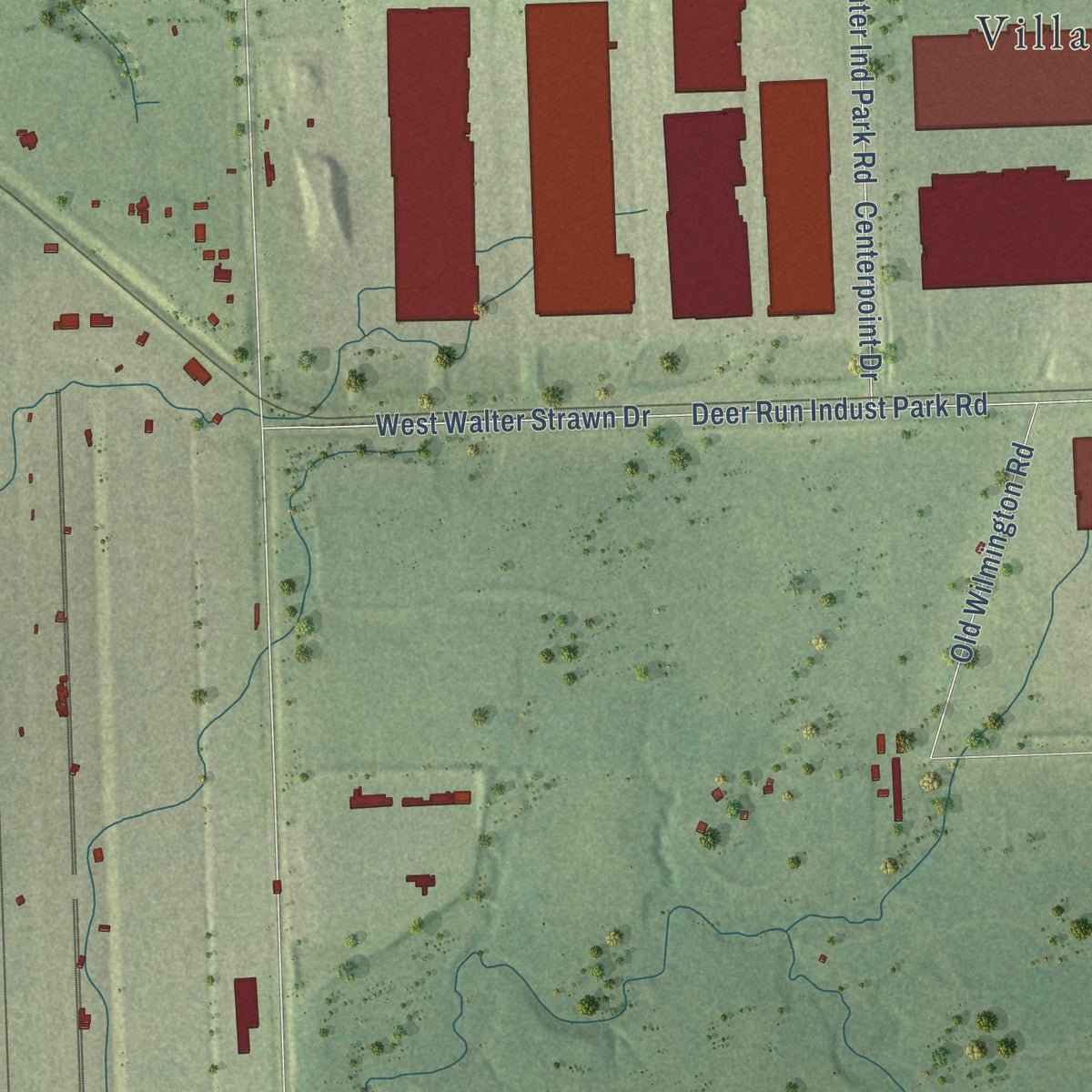 Second close-up of the map of Elwood, Illinois print showing more streets and buildings