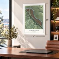Elysian Valley, California map, 18 x 24 inch print in a white frame in a home office