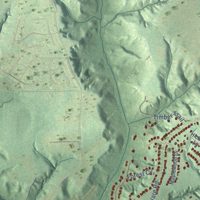 Second close-up of the map of Emerald Mountain, Alabama print showing more streets and buildings