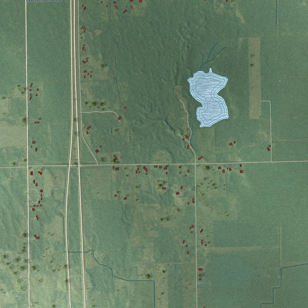 Second close-up of the map of Emerson, Michigan print showing more streets and buildings
