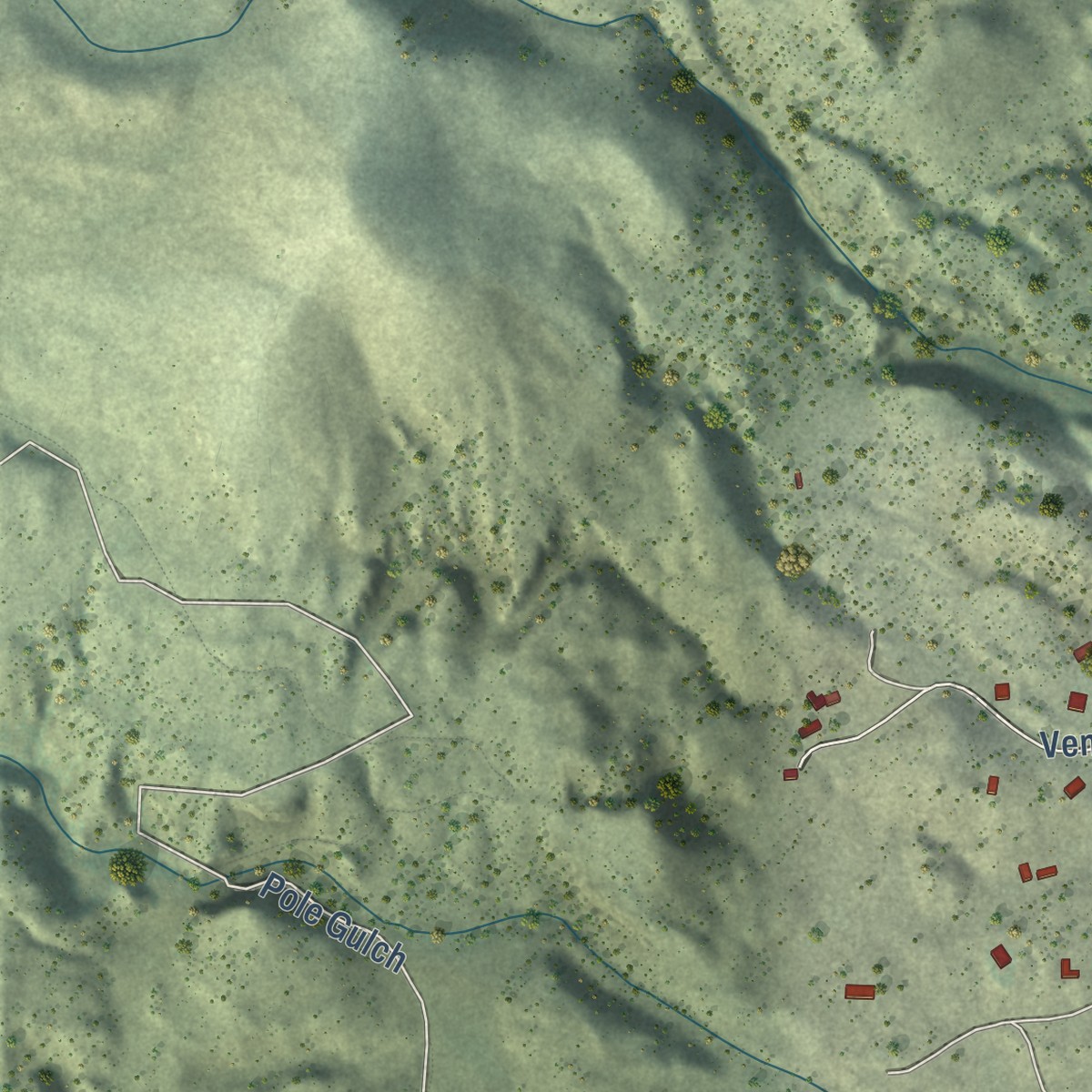 Second close-up of the map of Emigrant, Montana print showing more streets and buildings