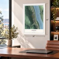 Empire, Ohio map, 18 x 24 inch print in a white frame in a home office